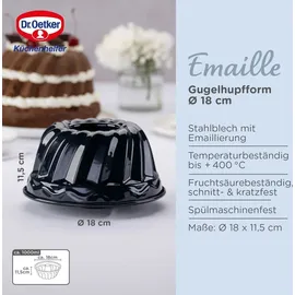 Dr. Oetker Gugelhupfform in Dunkelblau Ø 18 cm Back-Liebe Emaille Ø kratzfester Emaille-Versiegelung, Bundform für köstlichen Gugelhupf 22 schwarz