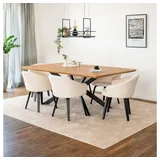 Home Deluxe Essgruppe Eckig AVENCIA inkl. Sternfuß - 200 x 120 cm Light Oak, (7-tlg) weiß