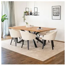 Home Deluxe Essgruppe Eckig AVENCIA inkl. Sternfuß - 200 x 120 cm Light Oak, (7-tlg) weiß