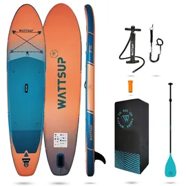 Wattsup - SUP Stand Up Paddle aufblasbar F11 11' - 335x81x15 cm Dropstitch - Komplettset: Paddel, Leash, Pumpe, Transporttasche - Bis zu 150 kg - Blau