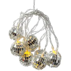 SATISFIRE Discokugel Lichterkette 10 kleine Spiegelkugel für Deine Party Batteriebetrieb