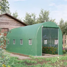 Outsunny Foliengewächshaus Tomatengewächshaus mit Fenster 500x200x210cm Folientunnel in Grün für Garten & Pflanzenzucht Aosom.de