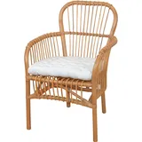 Esszimmersessel, beige (cremefarben, mit weißem sitzkissen), B:60cm H:85cm T:65cm, Stoffbezug 100% Polyester, HOFMANN LIVING AND MORE, Sessel, Esszimmerstuhl Rattanstuhl, Handgeflochten