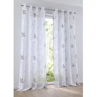 Kutti Vorhang Ösenschal Dandelion weiß, transparent, floral, Bedruckt, Store für Gardinenstangen 140 x 175 cm(1 Stück)