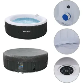 Arebos Whirlpool Ø208 cm x 68 cm Schwarz