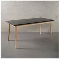 MAGNA Atelier Esstisch MALMÖ mit Marmor Tischplatte, Dining Table, Küchentisch, Esche Gestell, 160x80x75cm schwarz
