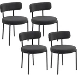 HOMCOM 4er-Set Esszimmerstühle, moderner Küchenstuhl, gepolstert, Kordvelours-Stoff mit Rückenlehne und schwarzen Stahlbeinen, für Wohnzimmer Schlafzimmer, schwarz   Aosom