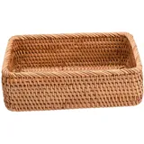 Rattan-Aufbewahrungskörbe, Rechteckig, Gewebt, Brotkorb, Rechteckig, Korb, Servier-Organizer, Tablett, Rattan-Obstkorb, Stapelbarer Korb-Organizer für Küchenarbeitsplatte, Badezimmer, Wohnzimmer(M)