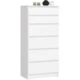 akord furniture factory AKORD K60 Weiß 60 cm, 6 Schubladen B60 x H130 x T40 cm
