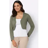 Inspirationen Bolero INSPIRATIONEN, Damen, Gr. 36, grün (khaki), 100% Baumwolle, unifarben, Strickjacken Bolero
