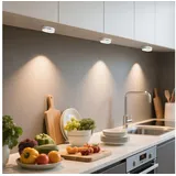 LOHAS-LED Schrankleuchte 3er Set wiederaufladbare LED Schrankleuchten mit Bewegungsmelder, LED fest integriert, Warmweiß, Tageslicht, Kaltweiß, 65mm Katzenauge, dimmbar per Fernbedienung, 750mAh USB-C Akku weiß