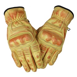 Alpha Speeds Motorradhandschuhe Biker Motorrad Leder Handschuhe Custom Retro Vintage Handschuhe Besch (mit hervorragendem Grip) + Touchscreen Funktion in Beige