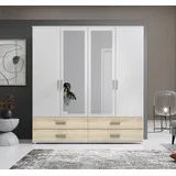 SchlafKONTOR Drehtürenschrank Ivar 180 x 190 x 51 cm Weiß