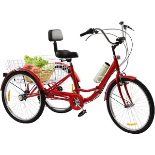 biniliubi Dreirad Erwachsene, Dreirad mit klappbarem hinten, höhenverstellbar, Freizeit-Einkaufswagen,dreiräder geeignet ältere Männer Frauen, Verstellbarer Tricycle, Einkaufen Korb verbreitern