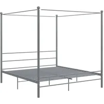 vidaXL Himmelbett Metallbett Bett Doppelbett Bettrahmen Bettgestell Lattenrost Schlafzimmermöbel Schlafzimmerbett Grau Metall 200x200cm