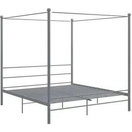 vidaXL Himmelbett Metallbett Bett Doppelbett Bettrahmen Bettgestell Lattenrost Schlafzimmermöbel Schlafzimmerbett Grau Metall 200x200cm