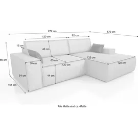 mebloland Ecksofa TOR mit Schlaffunktion. Farbe: Black. - Schwarz