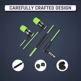 Klim Fusion In-Ear-Kopfhörer mit Kabel - Mikrofon Hi-Fi, Memory-Schaum, 3.5 mm Klinke, Grün