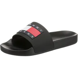 Tommy Jeans Pantolette »TOMMY JEANS FLAG POOL SLD ESS«, Sommerschuh, Schlappen mit farbiger Logoflagge TOMMY JEANS schwarz 41