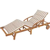 HOBBYGARDEN Auflagen für Deckchair, Kissen für Liegenauflage, Gartenliege Auflage, Polsterauflage für Sonnenliege, Produktabmessung 185x56x4 cm Beige mit Streifen