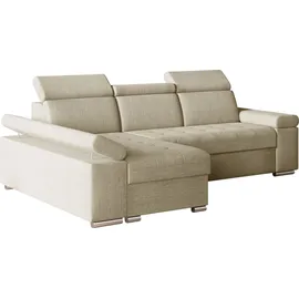 moeblo Eckcouch Stoff mit Schlaffunktion 2-Sitzer Beige