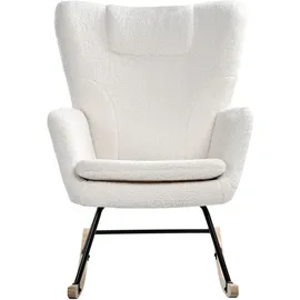 Beliani Schaukelsessel SANDVE Bouclé 72 x 98 x 87 cm Weiß/Schwarz/Braun
