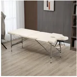 Homcom Massageliege 7 Zonen Klappbar Massagetisch mit Kopfstütze Armlehne höhenverstellbare Aluminium Massagebett Massagebank aus Kunstleder für Spa Salon Tattoo Beige