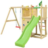 Jungle Gym Spielturm JUNGLE GYM "Deck", grün (hellgrün), Spieltürme, KinderB:296cm H:232cm T:342cm, Holz, Spielanlage mit Schaukel und Rutsche mit Wasseranschluss, B:296cm H:232cm T:342cm