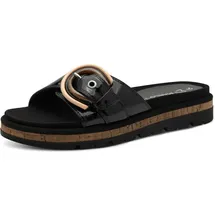 Marco Tozzi Damen Pantoletten mit Schnalle Sommer, Schwarz (Black patent), 38 EU - 38 EU