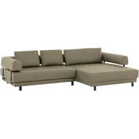 Stylife Ecksofa, Sand, Leder, Echtleder, Dickleder, 3-Sitzer, Füllung: Polyurethan (Pur), Ottomane rechts, L-Form, 307x188 cm, Goldenes M, Typenauswahl, Fußauswahl, Lederauswahl, Stoffauswahl, seitenverkehrt erhältlich, Hocker Rücken echt, individuell planbar, Wohnzimmer, Sofas & Couches, Wohnlandschaften, Ecksofas