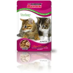 SUPER BENEK Junior Beutel für Katzen mit Putenstücken 100g