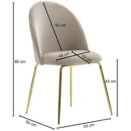 MID.YOU Stuhl-Set, beige Textil, Raute, konisch, 53x86x50 cm Esszimmer, Stühle, Esszimmerstühle, Esszimmerstühle-Set