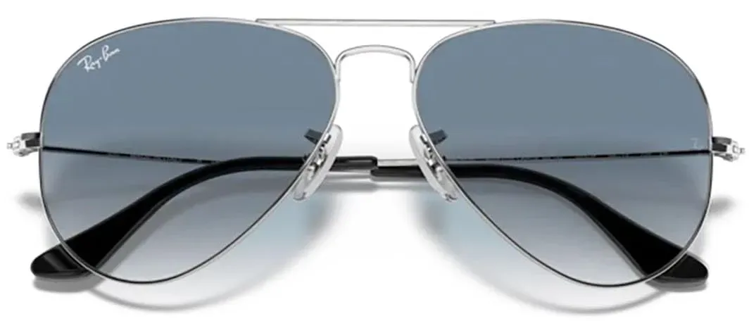 RAY-BAN RB 3025 AVIATOR SUNGLASSES (55 mm, 003/3F SILVER CRYSTAL WHITE/GRADIENT BLUE) - S