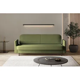 e-meubles Möblo Schlafsofa Grün, Holzwerkstoff, 3-Sitzer, 221x87x84 cm, Wohnzimmer - Couches, Schlafsofas
