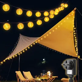 salcar 5m LED Lichterkette, Wasserdicht Gartenlaterne Deko für Draußen mit 8 Lichtmodi Gartenleuchten Garten Party - Weiß