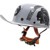 ZHANGXIO Jethelm Retro, Chopper Helm, Scooter-Helm, Fahrradhelm, Mit Schnellverschlussschnallen ECE-Zulassung Baseball Cap Helm
