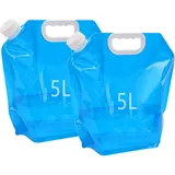 Kamiya 5L Faltbarer Wasserkanister mit Dichtem Deckel,Flexibler Wasserkanister,5 Liter Faltbarer Wasserkanister Bpa-Frei für Outdoor Camping (2 x 5L)