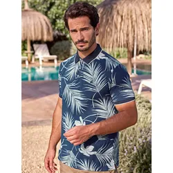 Modisches Poloshirt, sommerlich gemustert - Classic Navy - XL