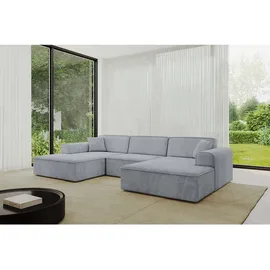 altdecor Eckcouch Samt 4-Sitzer Grau