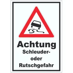 Aufkleber Achtung Schleuder- oder Rutschgefahr A0 (841x1189mm)