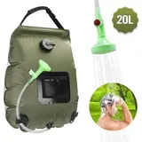 Tragbare Solardusche 20l Mit Wassererhitzer Für Camping, Außendusche, Pool, Garten, Faltbar