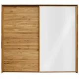 Kleiderschrank Massivholz aus Wildeiche und Weißglas Schwebetüren