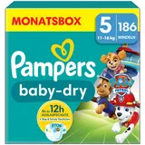 Pampers Paw Patrol (Baby-Dry), Windeln Größe 5 (11kg-16kg), Limited Edition, 186 Windeln, bis zu 12h Rundum-Auslaufschutz