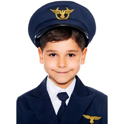 Maskworld Kostüm Pilotenmütze für Kinder, Für Überflieger: Pilotenhut von MASKWORLD blau