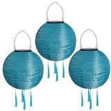 Yeehliny Solar Lampions Außen Wetterfest Solarlampiongs Outdoor Hängend Solar Lampion mit Quasten, 30cm Papierlaterner Aus Nylon, Solar Laterne Solarlampen für Außen Garten Balkon (3pcs/Blau)