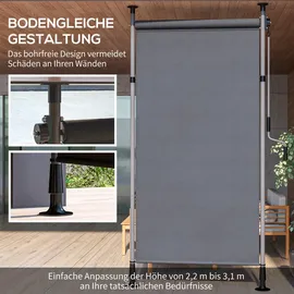 Outsunny Senkrechtmarkise 150 x 310 cm Grau