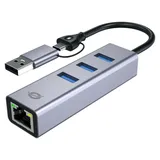 Conceptronic ABBY25G USB zu Gigabit-Netzwerkadapter mit 3-Port-USB-Hub