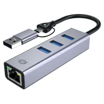 Conceptronic ABBY25G USB zu Gigabit-Netzwerkadapter mit 3-Port-USB-Hub