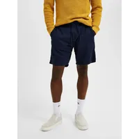 Selected Slim Fit Chinoshorts aus Baumwoll-Leinen-Mix Modell 'BRODY', Marine, S