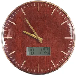 Wanduhr goldbraun Holzoptik Retro-Design ø 43 cm BRUGG